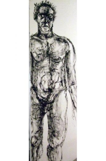  Self Portrait, 2010, velcro and ink on paper, 141X38 cm