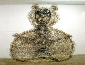 Untitled ,2003, Sewing thread, twine &  plastic glue 306x171 cm