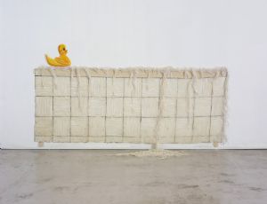 Untilted (Duck in the Tub), 2003, thread and string on plastic glue, 77X164 cm