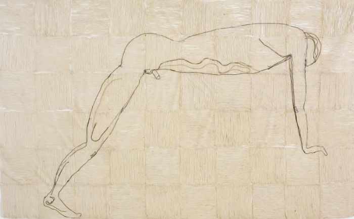 Untitled, 2007, tread, string and glue, 125X202 cm