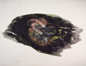  Untitled, 2010, crushed charcoal and ink on plastic glue, 88X90 cm