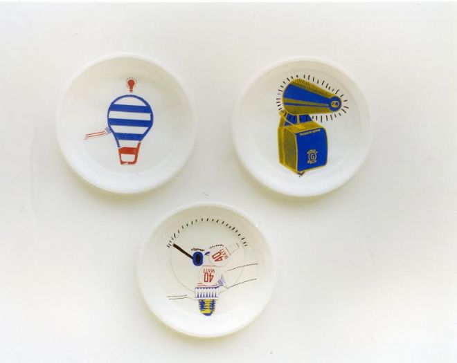 Untitled, 1999, Mixed Media on Disposable Plastic Plate, 16.5 cm each