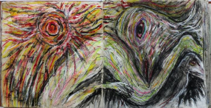 Untitled, 2015, mixed media, work from sketchbook, 19X38 cm