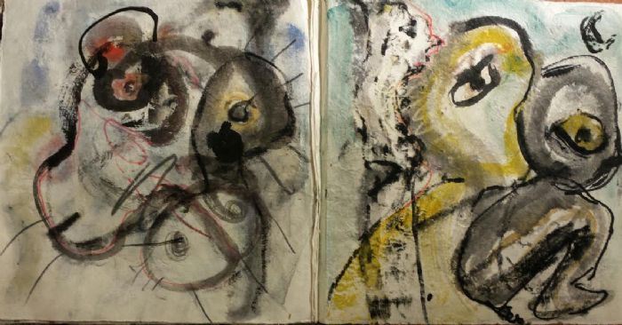 Untitled, 2015, mixed media, work from sketchbook, 19X38 cm