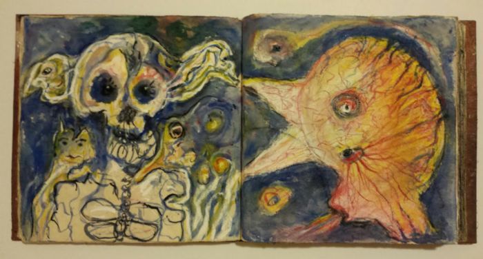 	 Untitled, 2015, mixed media, work from sketchbook, 19X38 cm