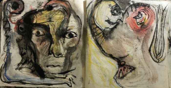 Untitled, 2015, mixed media, work from sketchbook, 19X38 cm