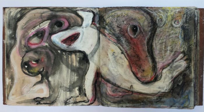 	 Untitled, 2015, mixed media, work from sketchbook, 19X38 cm