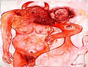 	 Untitled, 2018, tempera on paper,150x105 cm