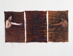 Triptych, 2020 Tempera Paint on Utah, 135X315 cm.