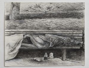 daysleeper,2020,ballpoint pen on paper, 29X21 cm.