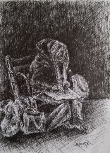 daysleeper,2020,ballpoint pen on paper, 29X21 cm.