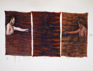 Triptych. 2022. Tempera on Jute. 132X320 cm....